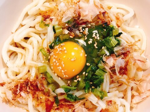 青菜釜玉うどん